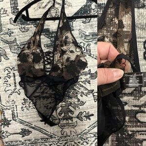 Honey Birdette Sheer Black Floral Lace Bra